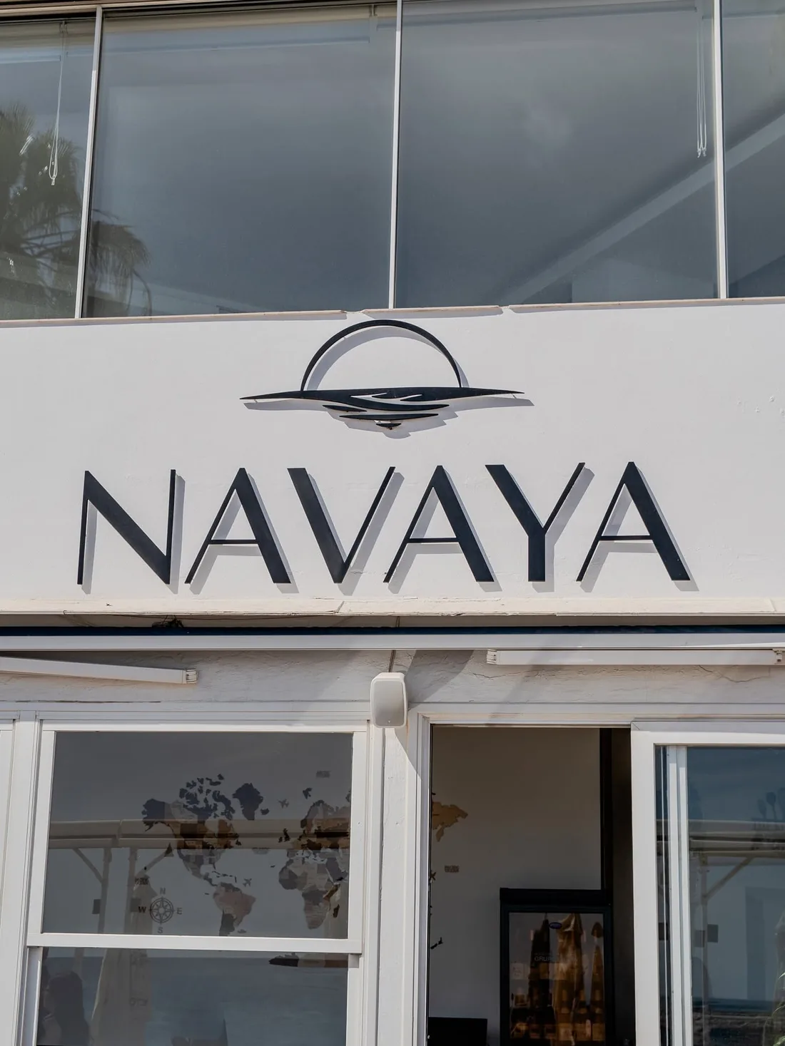 The Navaya sign on the seafront frontage