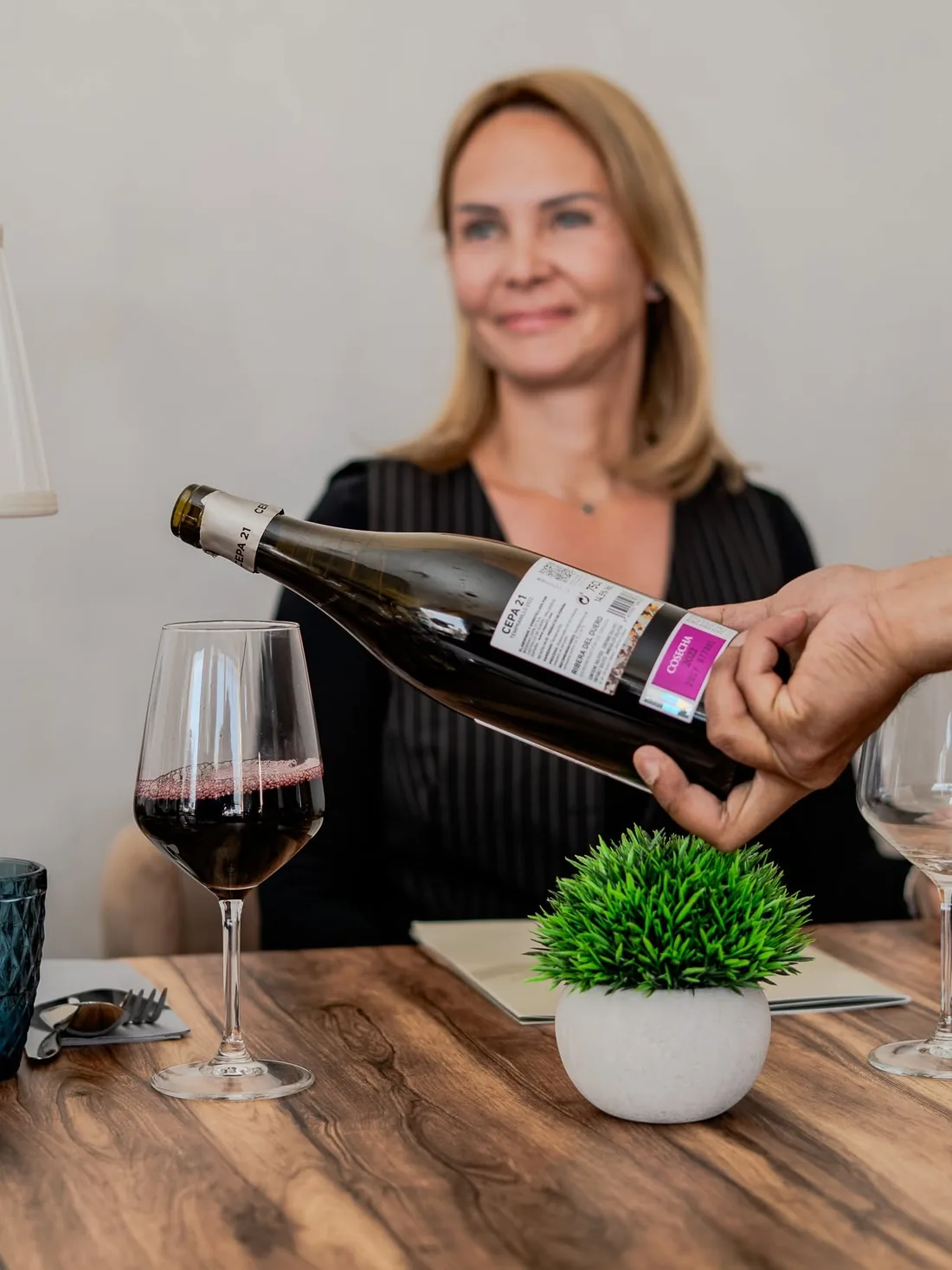 Wine served at the table