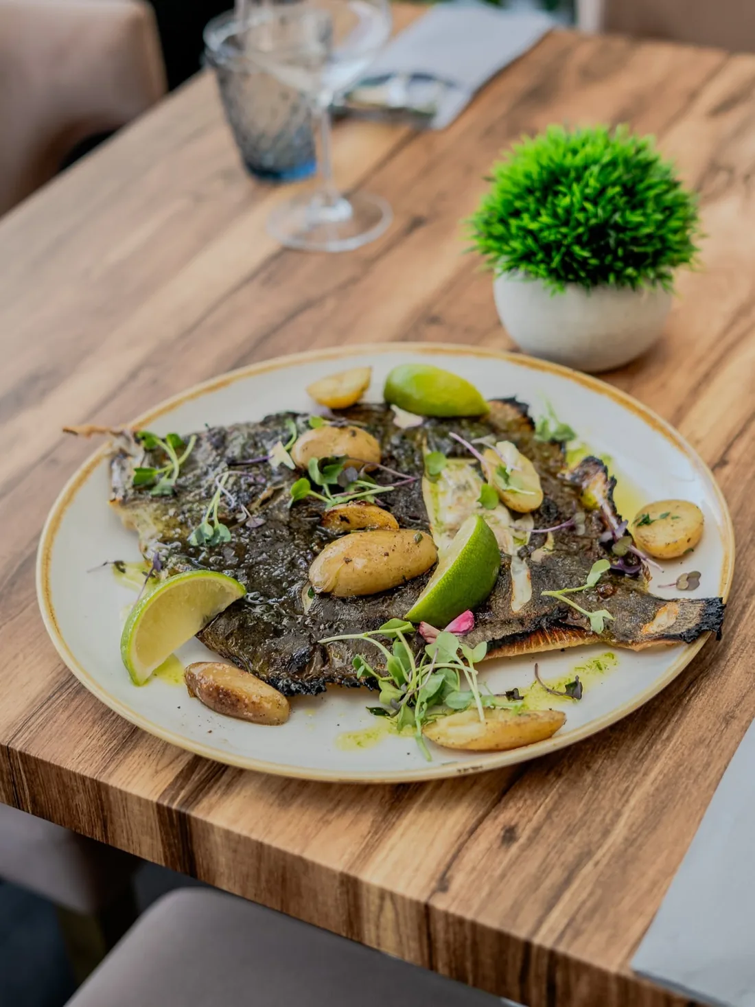 Whole sea bass, Donostia style