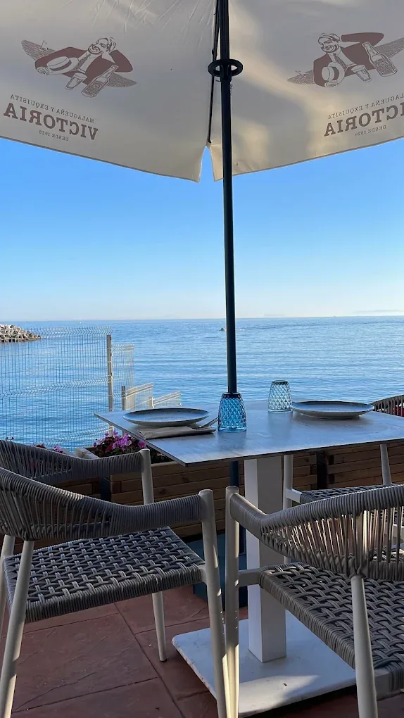 A table set under the parasols