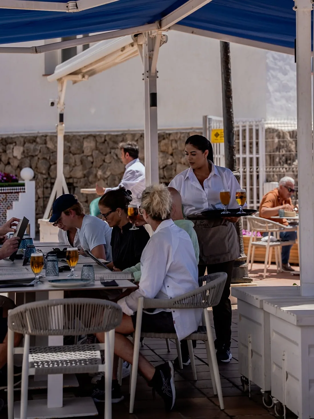 Lunch under the parasols